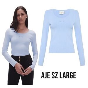 Aje Clementine Knit Top Baby Blue‎ sz Large